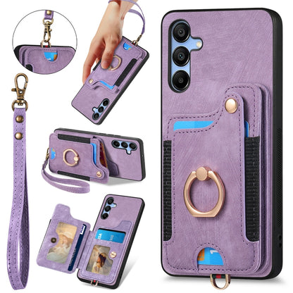 Retro Skin-feel Ring Multi-card Wallet Phone Case, For Samsung Galaxy A55, For Samsung Galaxy A35, For Samsung Galaxy S24 Ultra 5G, For Samsung Galaxy S24+ 5G