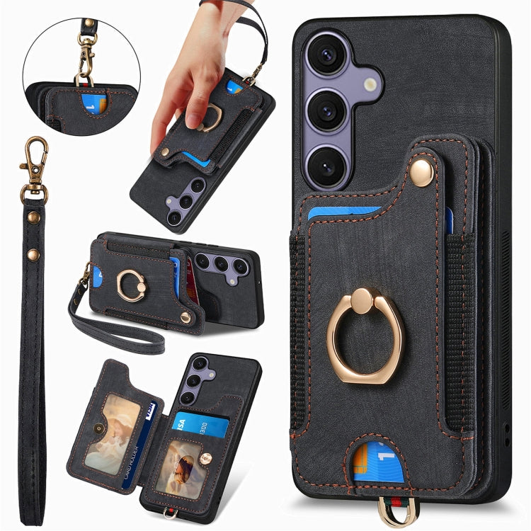 Retro Skin-feel Ring Multi-card Wallet Phone Case, For Samsung Galaxy A36, For Samsung Galaxy S25 5G, For Samsung Galaxy S25+ 5G, For Samsung Galaxy S25 Ultra 5G