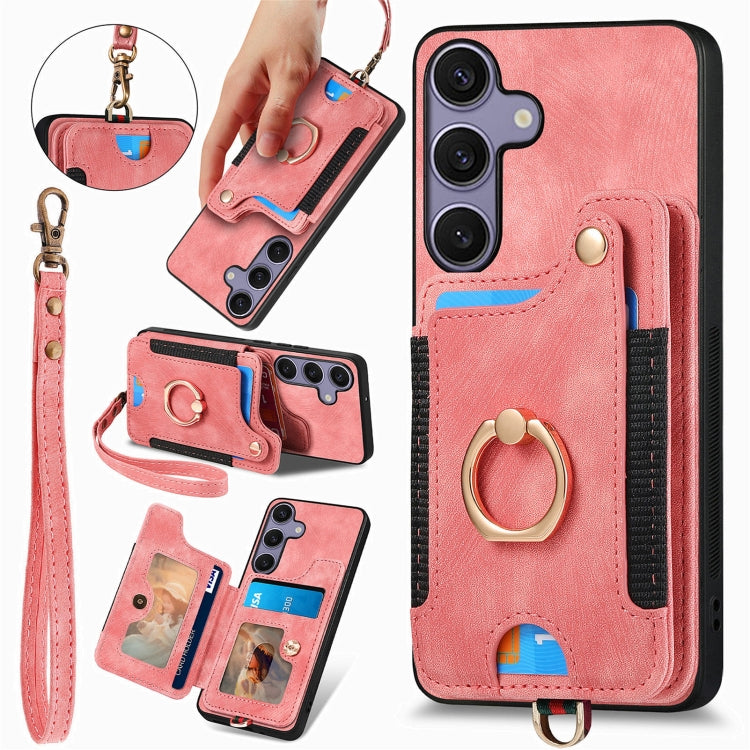 Retro Skin-feel Ring Multi-card Wallet Phone Case, For Samsung Galaxy A36, For Samsung Galaxy S25 5G, For Samsung Galaxy S25+ 5G, For Samsung Galaxy S25 Ultra 5G