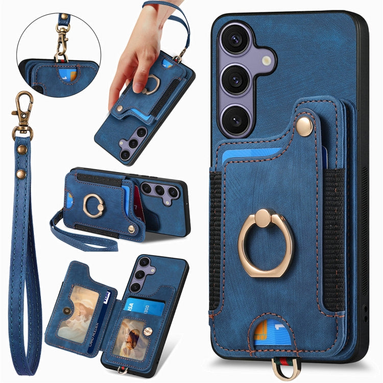 Retro Skin-feel Ring Multi-card Wallet Phone Case, For Samsung Galaxy A36, For Samsung Galaxy S25 5G, For Samsung Galaxy S25+ 5G, For Samsung Galaxy S25 Ultra 5G