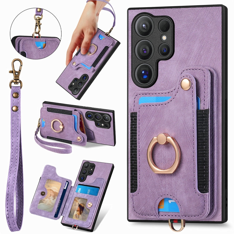 Retro Skin-feel Ring Multi-card Wallet Phone Case, For Samsung Galaxy A36, For Samsung Galaxy S25 5G, For Samsung Galaxy S25+ 5G, For Samsung Galaxy S25 Ultra 5G