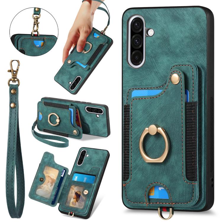 Retro Skin-feel Ring Multi-card Wallet Phone Case, For Samsung Galaxy A36, For Samsung Galaxy S25 5G, For Samsung Galaxy S25+ 5G, For Samsung Galaxy S25 Ultra 5G
