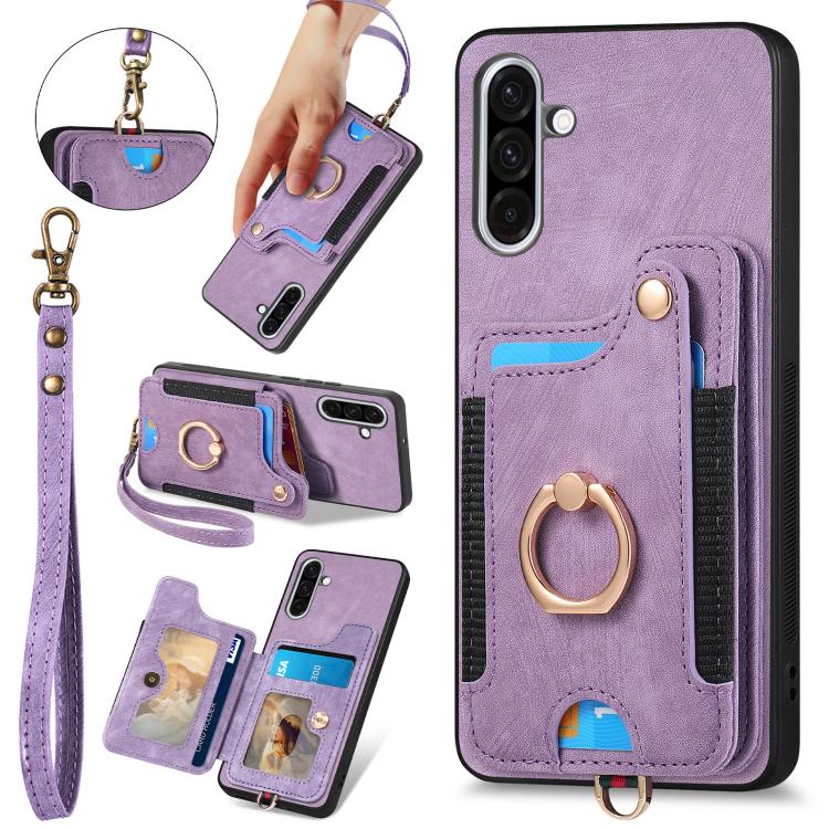Retro Skin-feel Ring Multi-card Wallet Phone Case, For Samsung Galaxy A36, For Samsung Galaxy S25 5G, For Samsung Galaxy S25+ 5G, For Samsung Galaxy S25 Ultra 5G