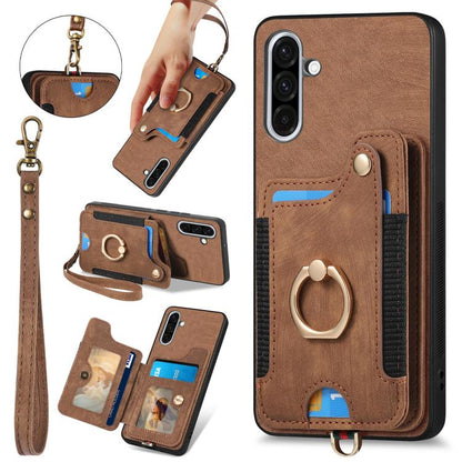 Retro Skin-feel Ring Multi-card Wallet Phone Case, For Samsung Galaxy A36, For Samsung Galaxy S25 5G, For Samsung Galaxy S25+ 5G, For Samsung Galaxy S25 Ultra 5G