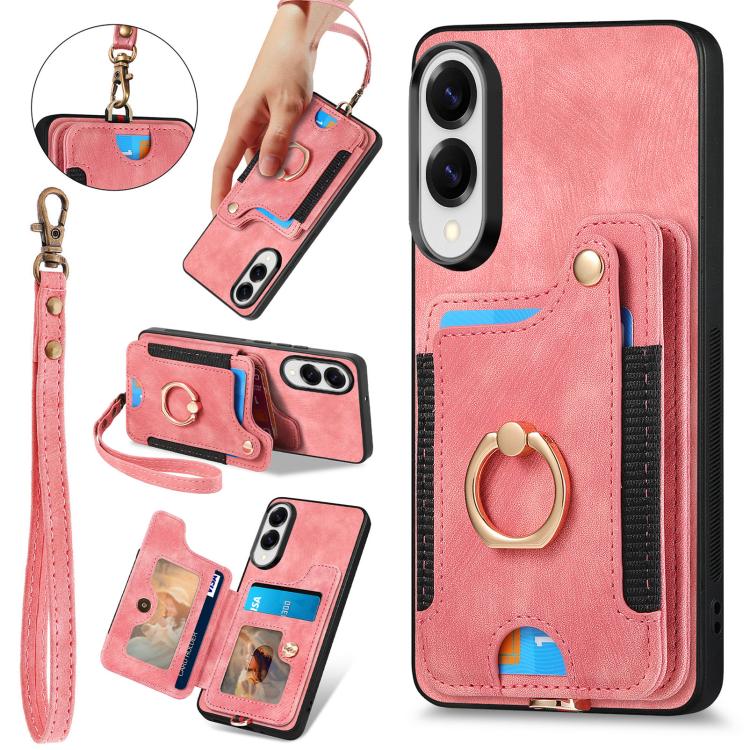 Retro Skin-feel Ring Multi-card Wallet Phone Case, For Samsung Galaxy A57 5G, For Samsung Galaxy A37 5G, For Samsung Galaxy S25 Edge 5G, For Samsung Galaxy A56 5G