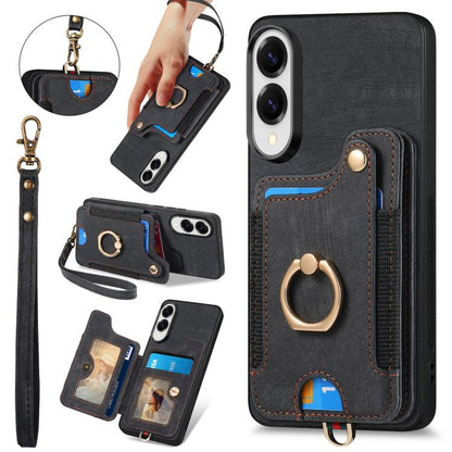Retro Skin-feel Ring Multi-card Wallet Phone Case, For Samsung Galaxy A57 5G, For Samsung Galaxy A37 5G, For Samsung Galaxy S25 Edge 5G, For Samsung Galaxy A56 5G