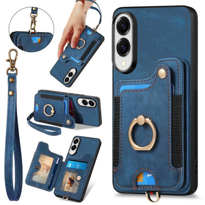 Retro Skin-feel Ring Multi-card Wallet Phone Case, For Samsung Galaxy A57 5G, For Samsung Galaxy A37 5G, For Samsung Galaxy S25 Edge 5G, For Samsung Galaxy A56 5G