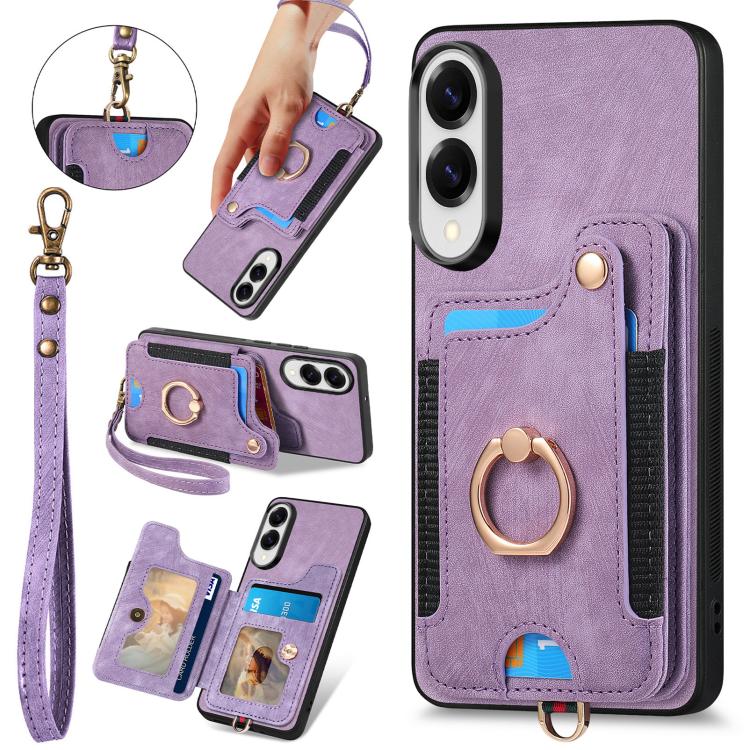 Retro Skin-feel Ring Multi-card Wallet Phone Case, For Samsung Galaxy A57 5G, For Samsung Galaxy A37 5G, For Samsung Galaxy S25 Edge 5G, For Samsung Galaxy A56 5G