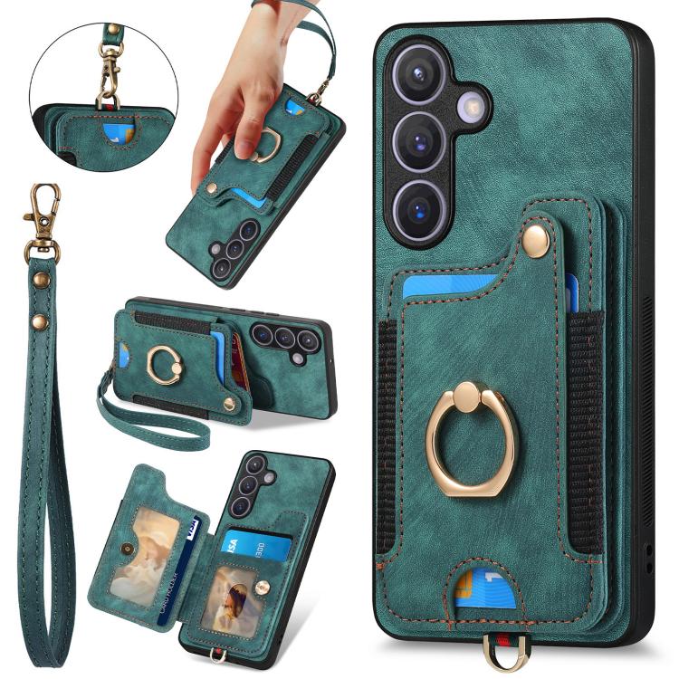 Retro Skin-feel Ring Multi-card Wallet Phone Case, For Samsung Galaxy A57 5G, For Samsung Galaxy A37 5G, For Samsung Galaxy S25 Edge 5G, For Samsung Galaxy A56 5G