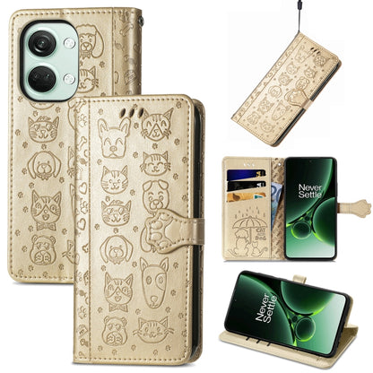 Cat and Dog Embossed Leather Phone Case, For OnePlus 12, For OnePlus Nord 3
