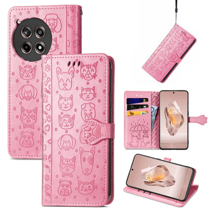 Cat and Dog Embossed Leather Phone Case, For Oneplus Ace 6 Ultra, For OnePlus Ace 3, For OnePlus 12R