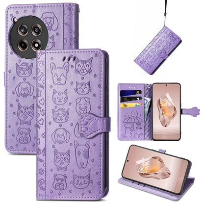 Cat and Dog Embossed Leather Phone Case, For Oneplus Ace 6 Ultra, For OnePlus Ace 3, For OnePlus 12R