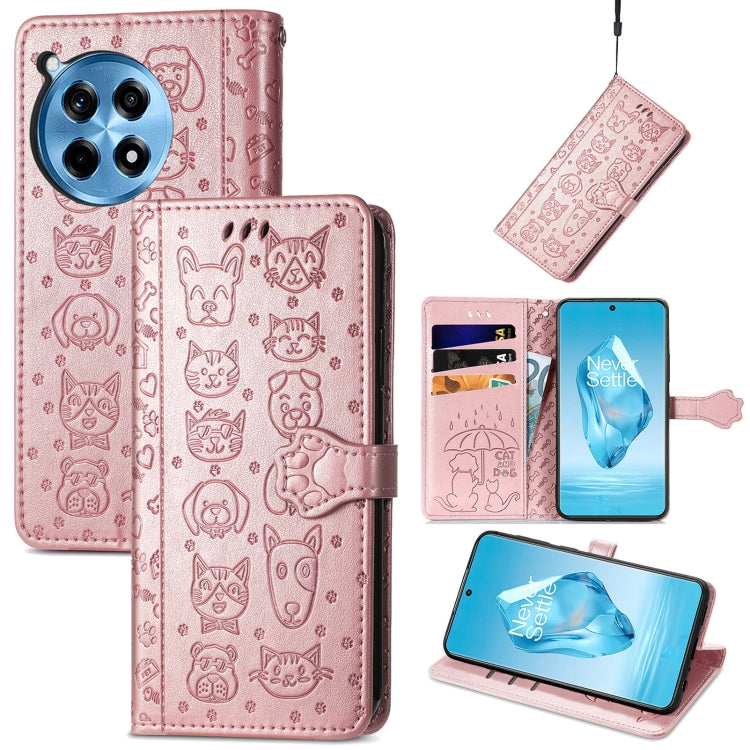 Cat and Dog Embossed Leather Phone Case, For Oneplus Ace 6 Ultra, For OnePlus Ace 3, For OnePlus 12R
