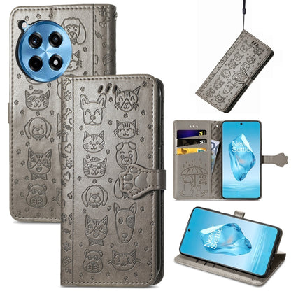 Cat and Dog Embossed Leather Phone Case, For Oneplus Ace 6 Ultra, For OnePlus Ace 3, For OnePlus 12R