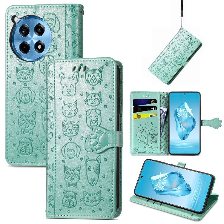 Cat and Dog Embossed Leather Phone Case, For Oneplus Ace 6 Ultra, For OnePlus Ace 3, For OnePlus 12R