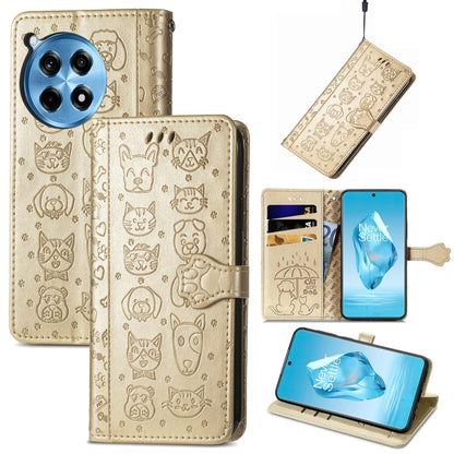 Cat and Dog Embossed Leather Phone Case, For Oneplus Ace 6 Ultra, For OnePlus Ace 3, For OnePlus 12R