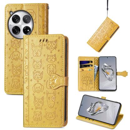 Cat and Dog Embossed Leather Phone Case, For OnePlus 12, For OnePlus Nord 3