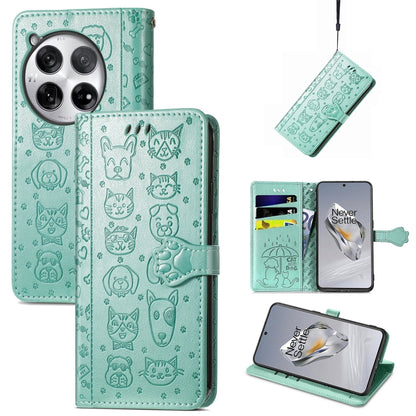 Cat and Dog Embossed Leather Phone Case, For OnePlus 12, For OnePlus Nord 3