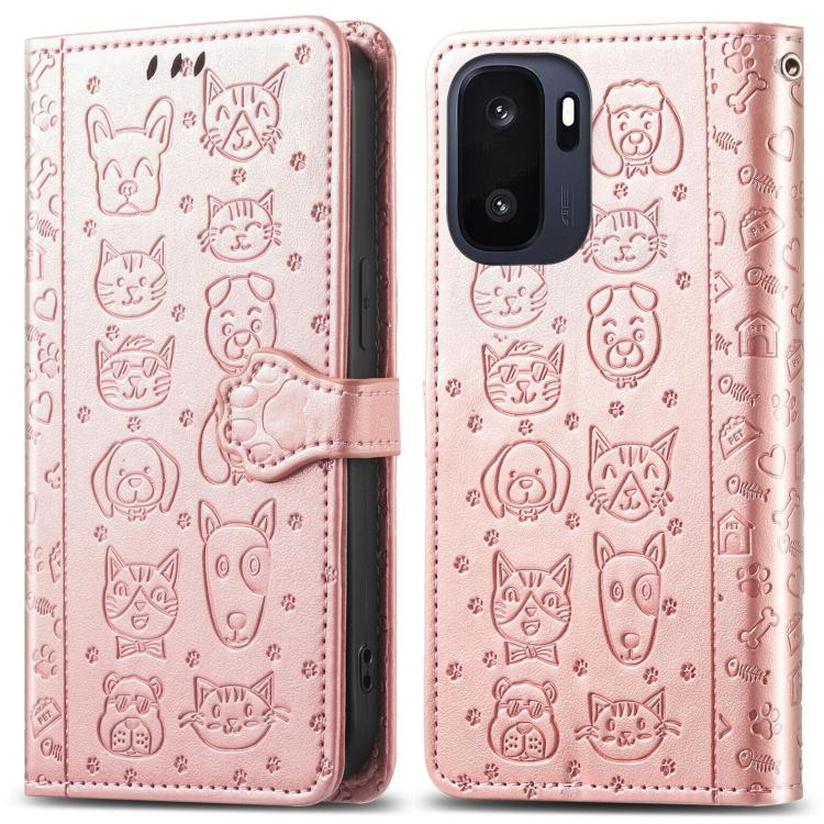 Cat and Dog Embossed Leather Phone Case, For Oneplus Ace 6 Ultra, For OnePlus Ace 3, For OnePlus 12R