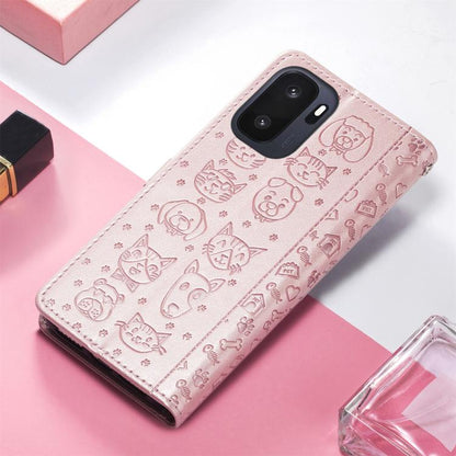 Cat and Dog Embossed Leather Phone Case, For Oneplus Ace 6 Ultra, For OnePlus Ace 3, For OnePlus 12R