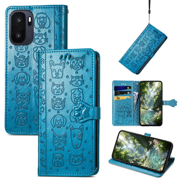 Cat and Dog Embossed Leather Phone Case, For Oneplus Ace 6 Ultra, For OnePlus Ace 3, For OnePlus 12R