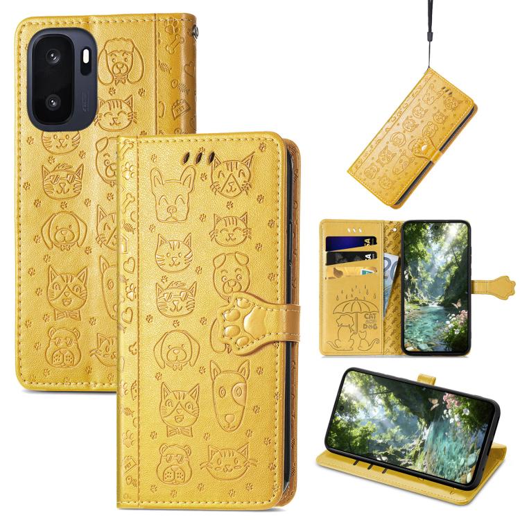 Cat and Dog Embossed Leather Phone Case, For Oneplus Ace 6 Ultra, For OnePlus Ace 3, For OnePlus 12R
