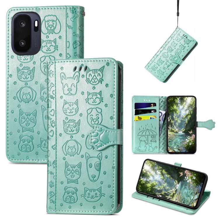Cat and Dog Embossed Leather Phone Case, For Oneplus Ace 6 Ultra, For OnePlus Ace 3, For OnePlus 12R