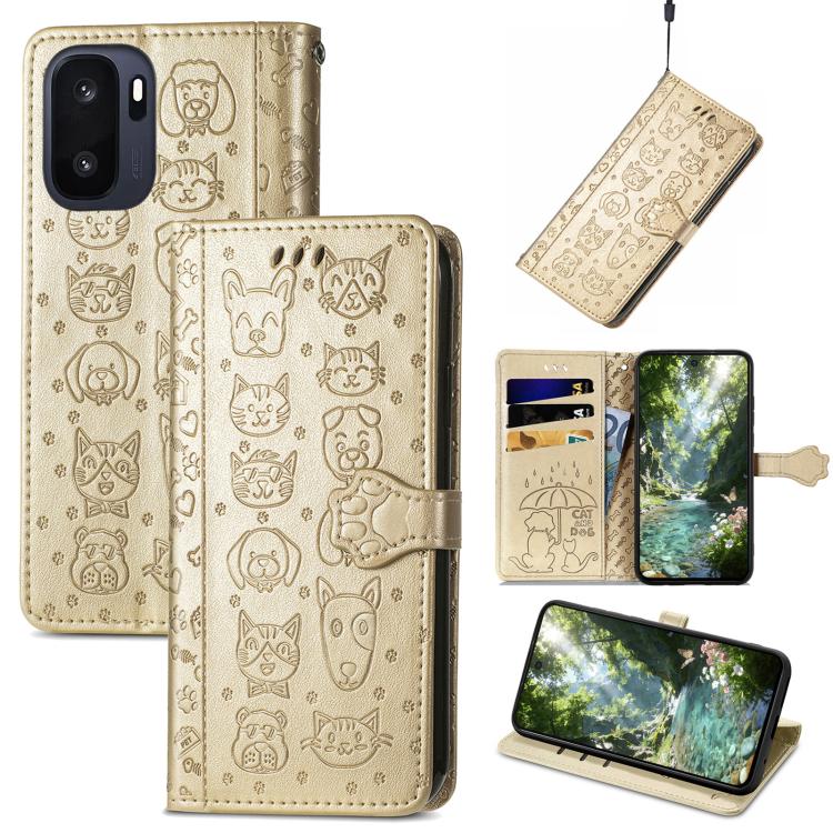Cat and Dog Embossed Leather Phone Case, For Oneplus Ace 6 Ultra, For OnePlus Ace 3, For OnePlus 12R