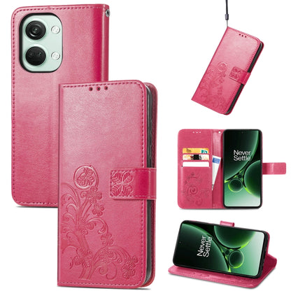 Four-leaf Clasp Embossed Buckle Leather Phone Case, For OnePlus Ace 6 Ultra, For OnePlus Nord 3