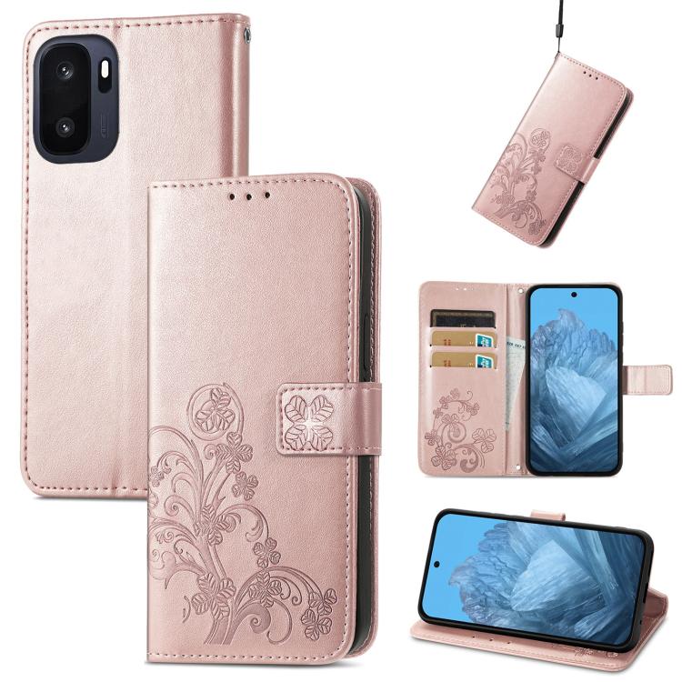 Four-leaf Clasp Embossed Buckle Leather Phone Case, For OnePlus Ace 6 Ultra, For OnePlus Nord 3