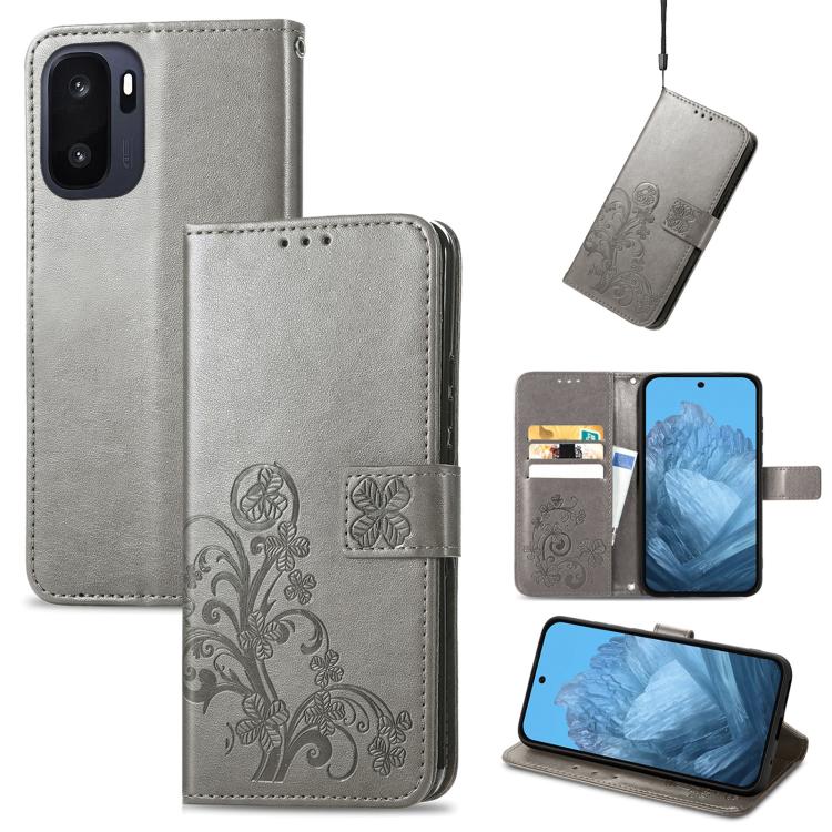 Four-leaf Clasp Embossed Buckle Leather Phone Case, For OnePlus Ace 6 Ultra, For OnePlus Nord 3