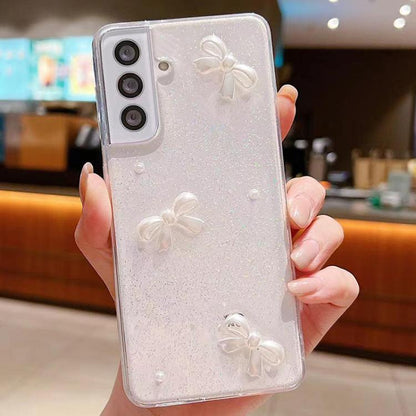 Pearl Bow Glitter Epoxy TPU Phone Case, For Samsung Galaxy S25 5G, For Samsung Galaxy S25+ 5G, For Samsung Galaxy S25 Ultra 5G, For Samsung Galaxy S24 FE 5G, For Samsung Galaxy S24 Ultra 5G, For Samsung Galaxy S24+ 5G, For Samsung Galaxy S24 5G        ...