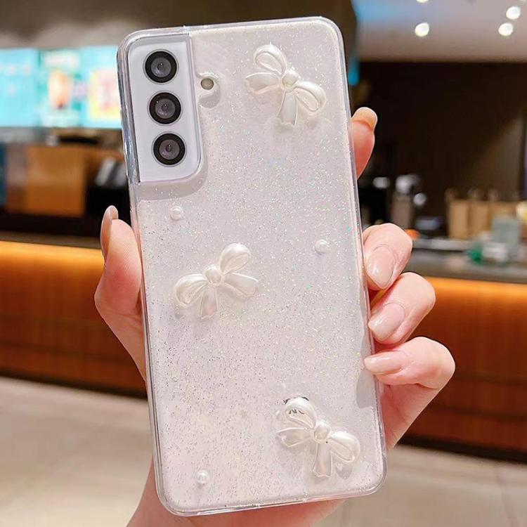 Pearl Bow Glitter Epoxy TPU Phone Case, For Samsung Galaxy S25 5G, For Samsung Galaxy S25+ 5G, For Samsung Galaxy S25 Ultra 5G, For Samsung Galaxy S24 FE 5G, For Samsung Galaxy S24 Ultra 5G, For Samsung Galaxy S24+ 5G, For Samsung Galaxy S24 5G        ...