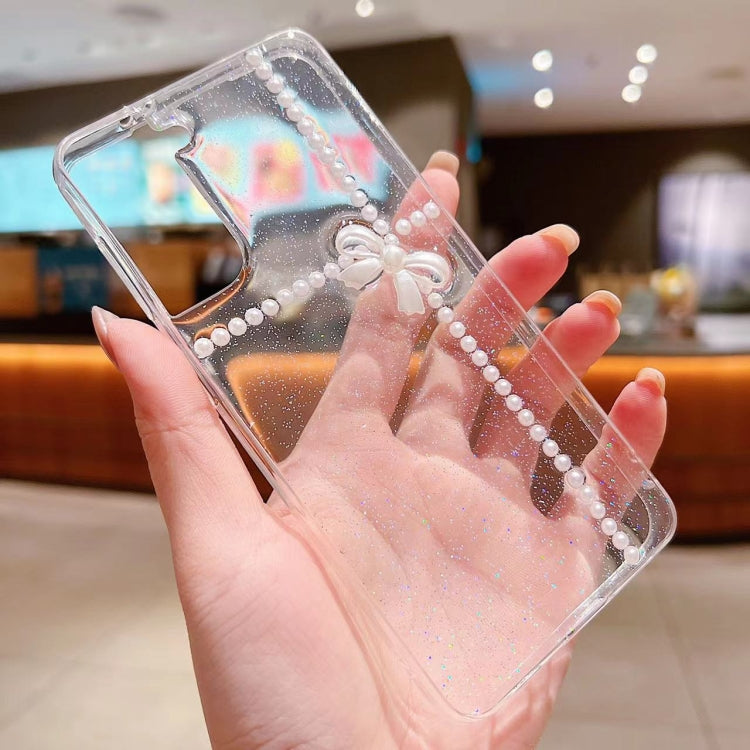 Pearl Bow Glitter Epoxy TPU Phone Case, For Samsung Galaxy S25 5G, For Samsung Galaxy S25+ 5G, For Samsung Galaxy S25 Ultra 5G, For Samsung Galaxy S24 FE 5G, For Samsung Galaxy S24 Ultra 5G, For Samsung Galaxy S24+ 5G, For Samsung Galaxy S24 5G        ...