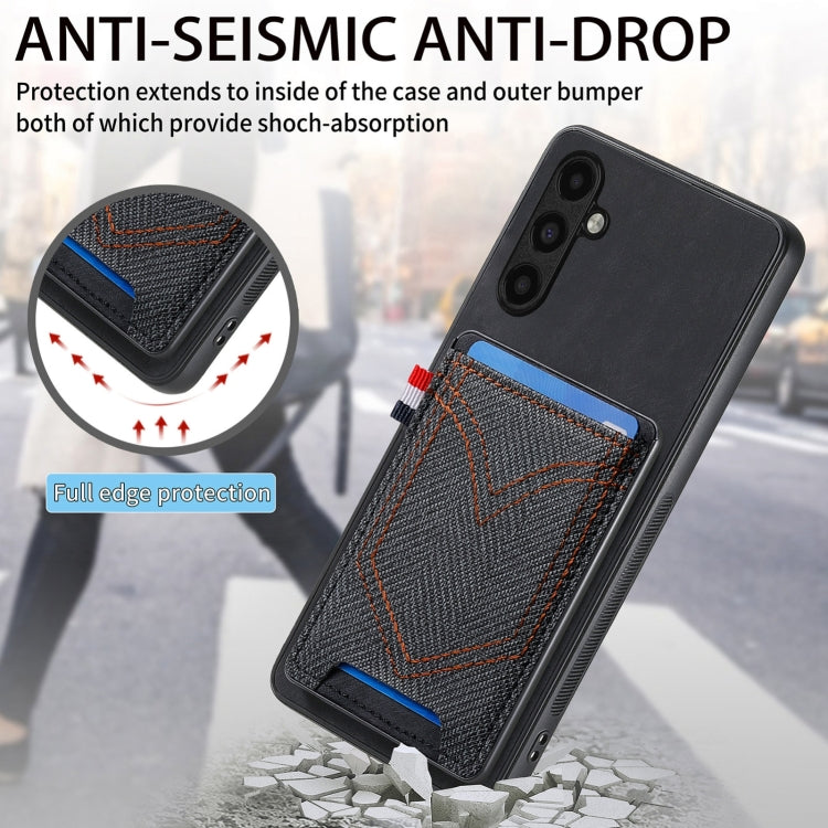Denim Texture Leather Skin Phone Case with Card Slot, For Samsung Galaxy S24 Ultra 5G, For Samsung Galaxy S24+ 5G