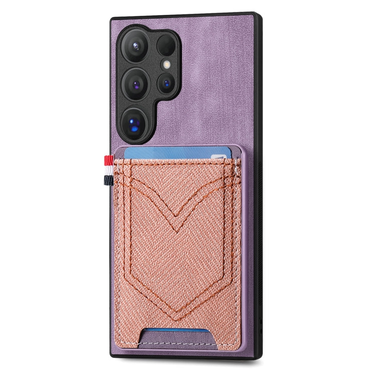 Denim Texture Leather Skin Phone Case with Card Slot, For Samsung Galaxy S24 Ultra 5G, For Samsung Galaxy S24+ 5G