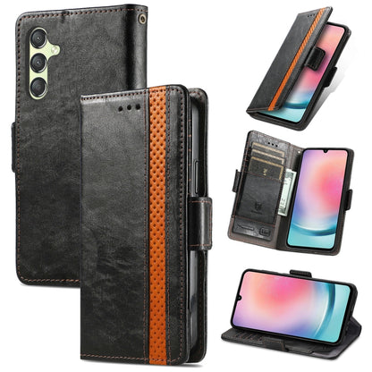 CaseNeo Splicing Dual Magnetic Buckle Leather Phone Case, For Samsung Galaxy A15, For Samsung Galaxy A55, For Samsung Galaxy A35, For Samsung Galaxy S24 Ultra 5G