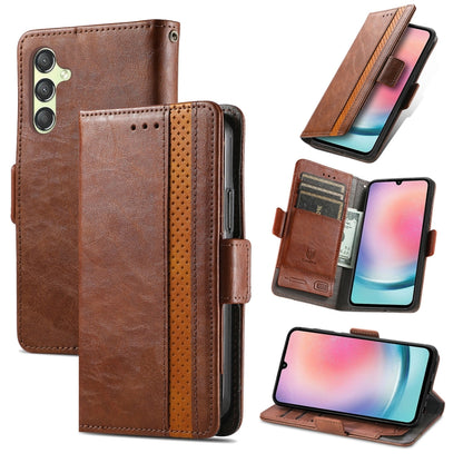 CaseNeo Splicing Dual Magnetic Buckle Leather Phone Case, For Samsung Galaxy A15, For Samsung Galaxy A55, For Samsung Galaxy A35, For Samsung Galaxy S24 Ultra 5G