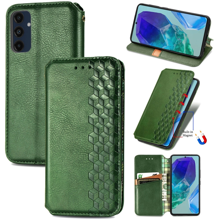 Cubic Grid Pressed Magnetic Leather Phone Case, For Samsung Galaxy S25 Ultra 5G, For Samsung Galaxy M55, For Samsung Galaxy A25 5G