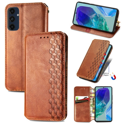 Cubic Grid Pressed Magnetic Leather Phone Case, For Samsung Galaxy S25 Ultra 5G, For Samsung Galaxy M55, For Samsung Galaxy A25 5G