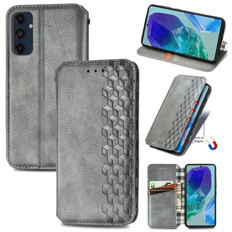 Cubic Grid Pressed Magnetic Leather Phone Case, For Samsung Galaxy S25+ 5G, For Samsung Galaxy S25 Ultra 5G, For Samsung Galaxy M55, For Samsung Galaxy A25 5G