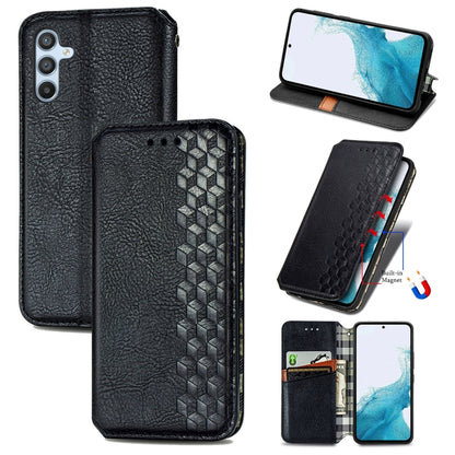 Cubic Grid Pressed Magnetic Leather Phone Case, For Samsung Galaxy A26 5G, For Samsung Galaxy A36 5G, For Samsung Galaxy S25 5G, For Samsung Galaxy S25+ 5G