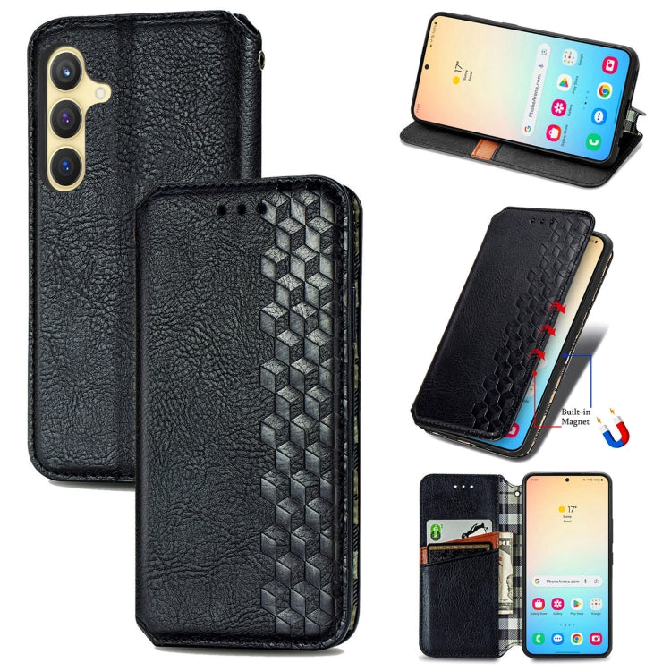 Cubic Grid Pressed Magnetic Leather Phone Case, For Samsung Galaxy A26 5G, For Samsung Galaxy A36 5G, For Samsung Galaxy S25 5G, For Samsung Galaxy S25+ 5G