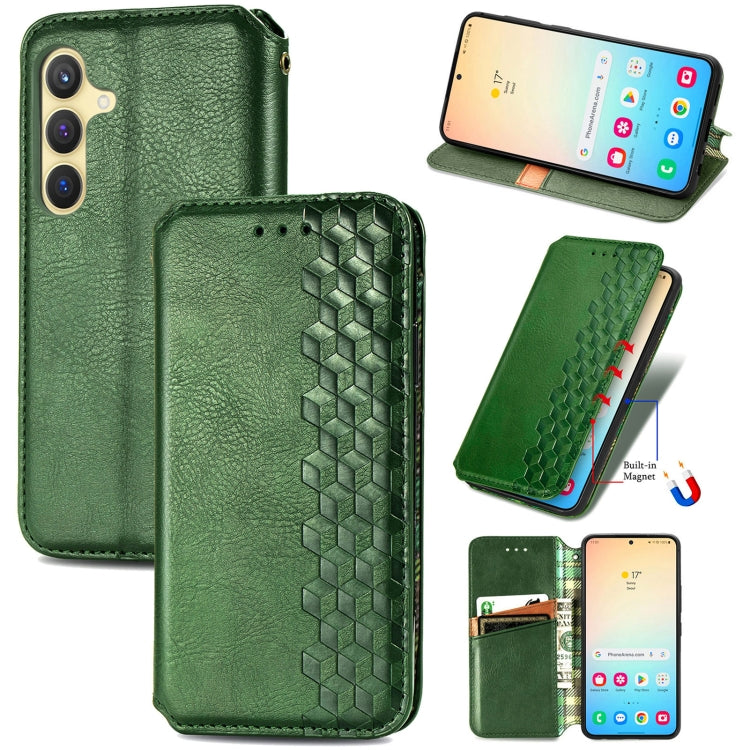 Cubic Grid Pressed Magnetic Leather Phone Case, For Samsung Galaxy A26 5G, For Samsung Galaxy A36 5G, For Samsung Galaxy S25 5G, For Samsung Galaxy S25+ 5G