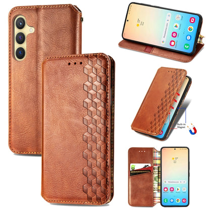 Cubic Grid Pressed Magnetic Leather Phone Case, For Samsung Galaxy A26 5G, For Samsung Galaxy A36 5G, For Samsung Galaxy S25 5G, For Samsung Galaxy S25+ 5G