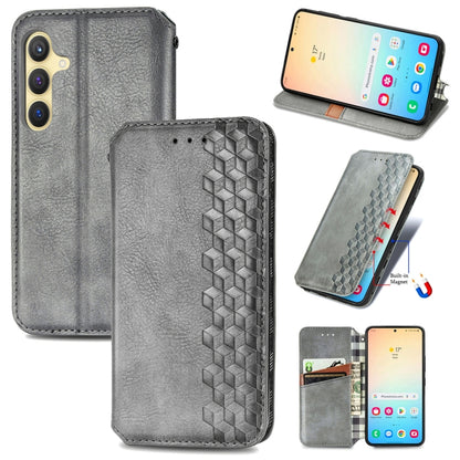 Cubic Grid Pressed Magnetic Leather Phone Case, For Samsung Galaxy S25+ 5G, For Samsung Galaxy S25 Ultra 5G, For Samsung Galaxy M55, For Samsung Galaxy A25 5G