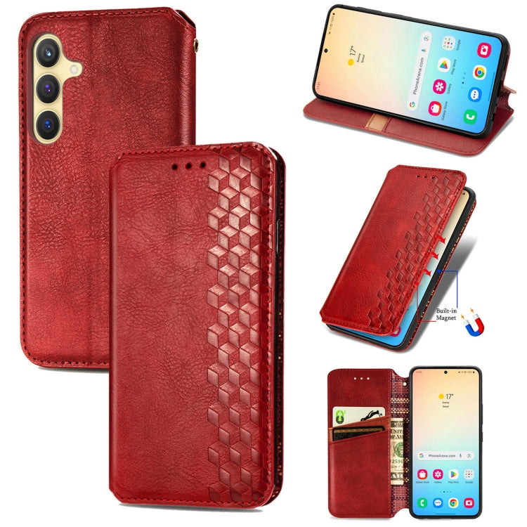 Cubic Grid Pressed Magnetic Leather Phone Case, For Samsung Galaxy A26 5G, For Samsung Galaxy A36 5G, For Samsung Galaxy S25 5G, For Samsung Galaxy S25+ 5G