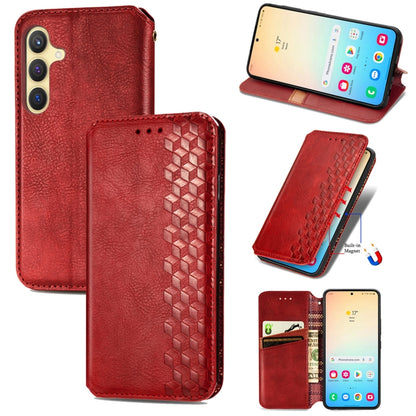Cubic Grid Pressed Magnetic Leather Phone Case, For Samsung Galaxy A26 5G, For Samsung Galaxy A36 5G, For Samsung Galaxy S25 5G, For Samsung Galaxy S25+ 5G