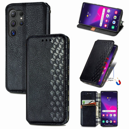 Cubic Grid Pressed Magnetic Leather Phone Case, For Samsung Galaxy S25 Ultra 5G, For Samsung Galaxy M55, For Samsung Galaxy A25 5G
