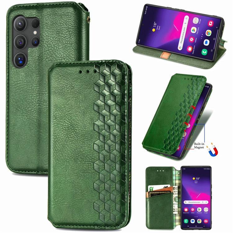 Cubic Grid Pressed Magnetic Leather Phone Case, For Samsung Galaxy S25 Ultra 5G, For Samsung Galaxy M55, For Samsung Galaxy A25 5G